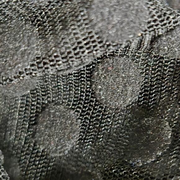 Windsor Sheer Bodysuit Black Flocked Polka Dot Mock Mesh Neck Long Sleeves Small - Picture 9 of 15